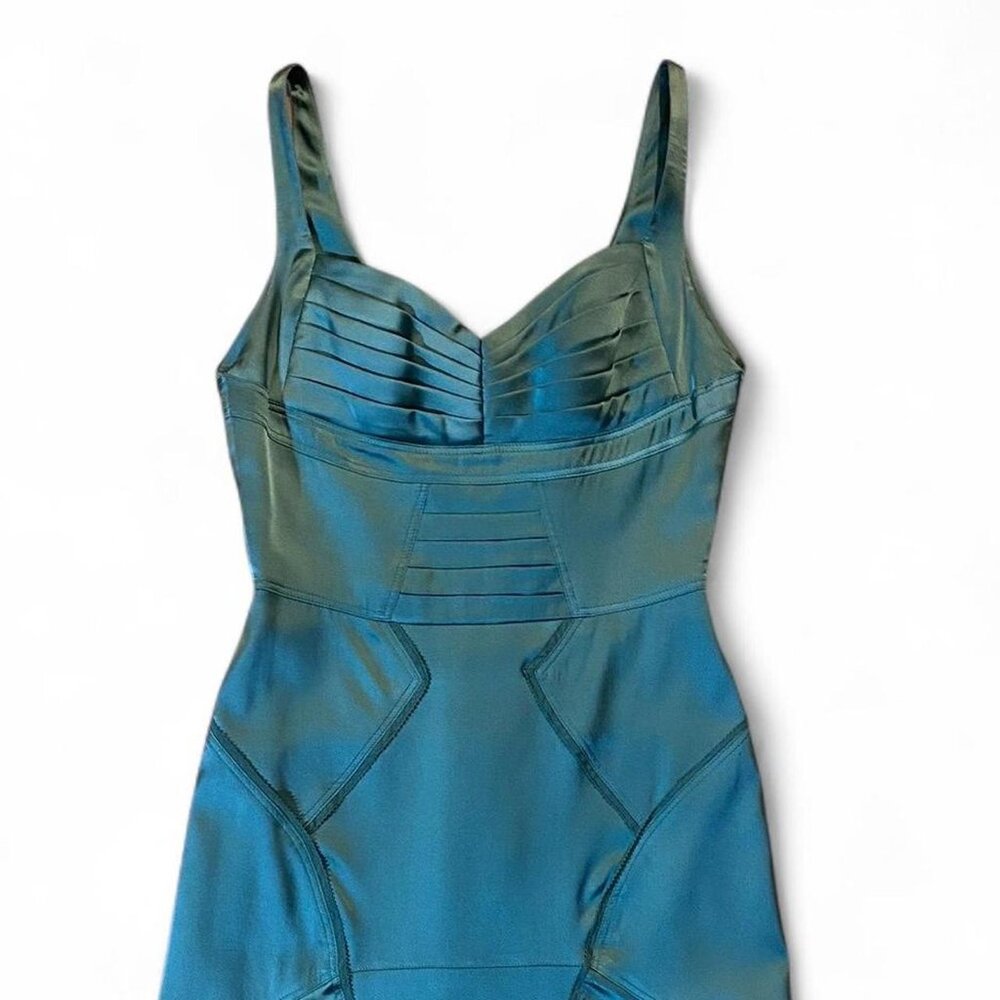 Zac Posen Vintage Green Silk Midi Dress in Size 4 - Picture 8 of 8